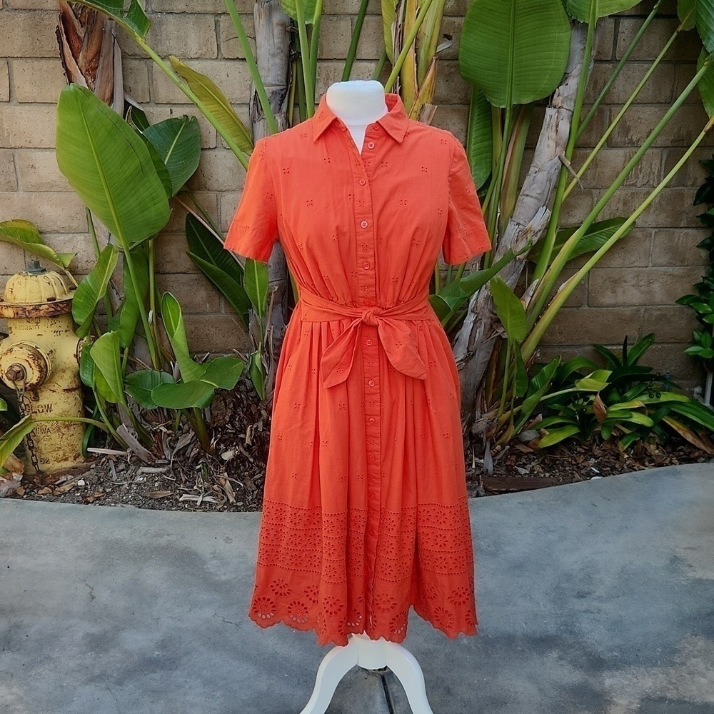 Kate Spade Orange Eyelet Tie Waist Short Dress small
